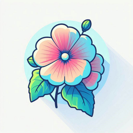 Hibiscus flower icon. Vector illustration. Hand drawn flower.のイラスト素材