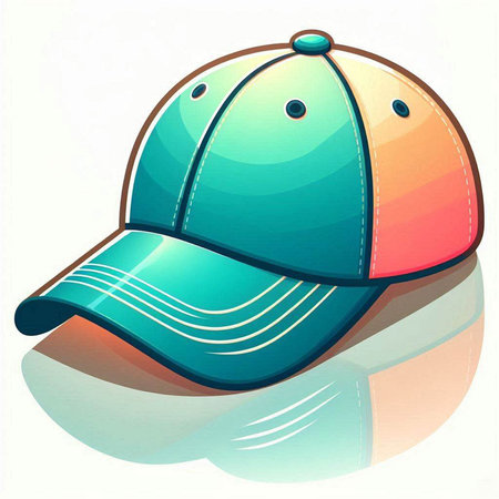 illustration of a cap on a white background with reflection in waterのイラスト素材