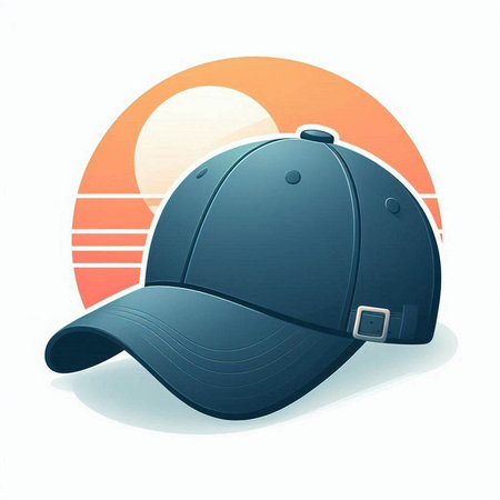 Baseball cap icon on the background of the sun. Vector illustrationのイラスト素材