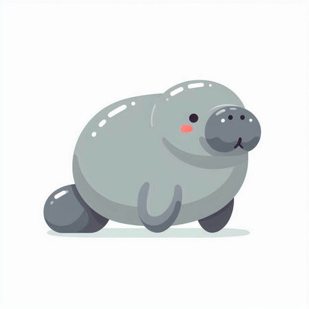 Cute baby hippopotamus isolated on white background. Vector illustration.のイラスト素材