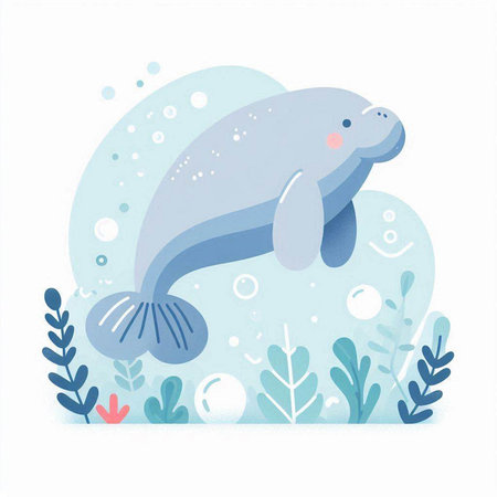 Cute cartoon seal in the sea. Vector illustration of a sea animal.のイラスト素材