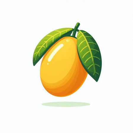 Mango fruit on a white background. Vector illustration of fresh mango.のイラスト素材