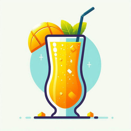 Orange smoothie in a glass with a straw. Vector illustration.のイラスト素材