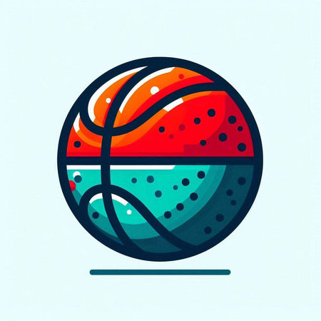 Basketball ball isolated on blue background. Vector illustration in flat style.のイラスト素材
