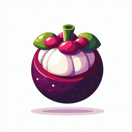 Mangosteen fruit icon isolated on white background. Vector illustration.のイラスト素材