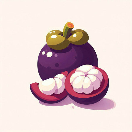 Mangosteen fruit vector illustration. Exotic tropical fruit.のイラスト素材