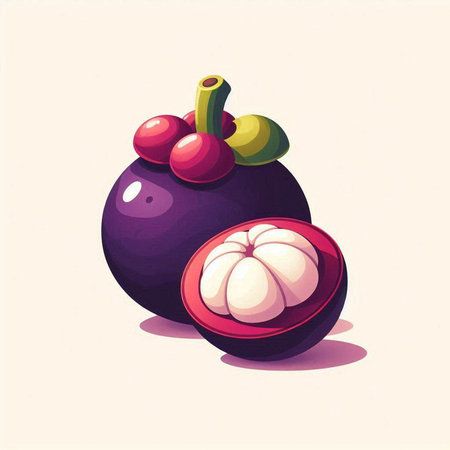 Mangosteen fruit vector illustration. Exotic tropical fruit.のイラスト素材