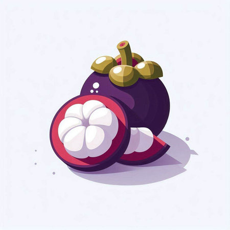 mangosteen vector illustration. fresh mangosteen fruit.のイラスト素材