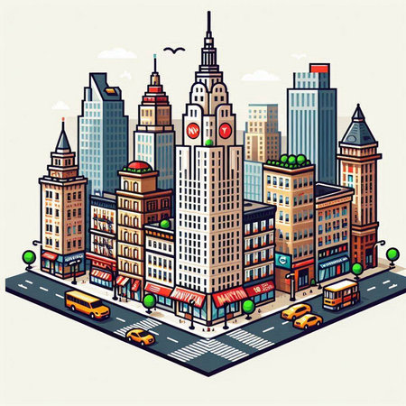 Skyscrapers in New York, USA, vector illustration.のイラスト素材