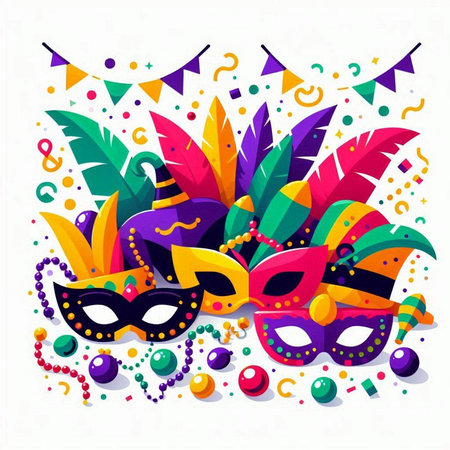 Carnival Mardi Gras Party Mask Vector Illustration.のイラスト素材
