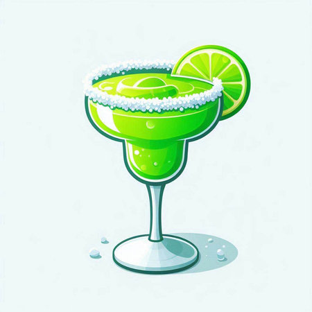 Cocktail with lime and ice on white background. Vector illustration.のイラスト素材