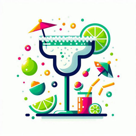 Colorful cocktail illustration on the white background. Vector illustration for your designのイラスト素材