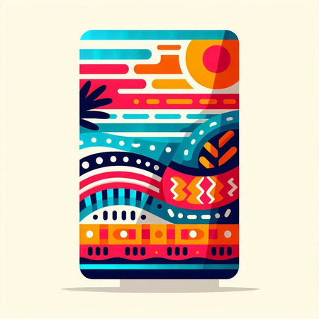 Mobile phone with abstract geometric pattern on the screen. Vector illustration.のイラスト素材