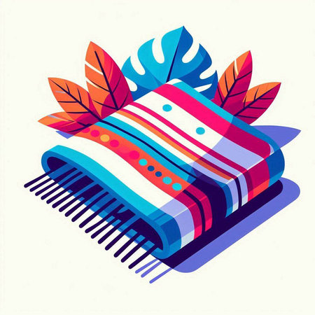 Vector illustration of a colorful pillow on a light background. Vector illustrationのイラスト素材