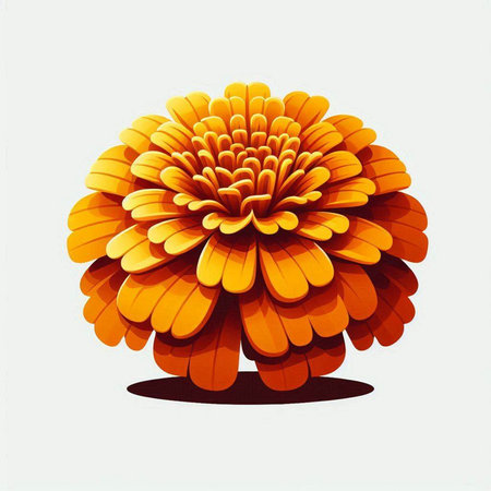Illustration of orange chrysanthemum on a white backgroundのイラスト素材