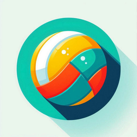 volleyball icon, vector illustration. Flat design style with long shadowのイラスト素材