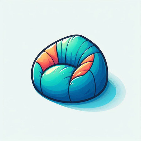 Illustration of a cute cartoon beanbag on a blue background.のイラスト素材