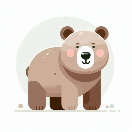 Cute cartoon bear. Vector illustration in flat style. Isolated on white background.のイラスト素材