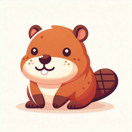 Cute beaver cartoon vector illustration. Cute beaver character.のイラスト素材