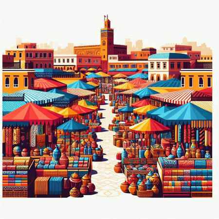 Souvenirs market in Dubai, United Arab Emirates. Vector illustrationのイラスト素材