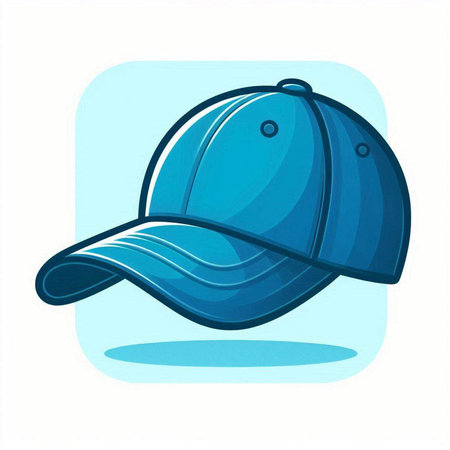 Illustration of a blue baseball cap on a blue background - vectorのイラスト素材