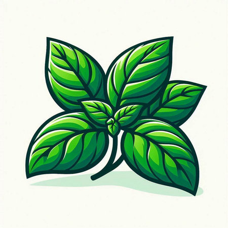 Leaves of basil isolated on a white background. Vector illustration.のイラスト素材