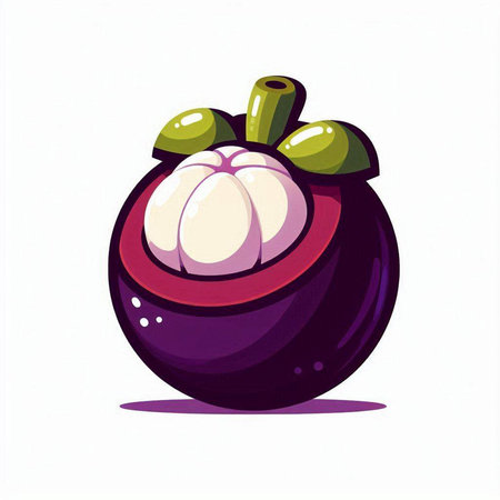 Mangosteen vector illustration isolated on white background. Exotic fruit.のイラスト素材