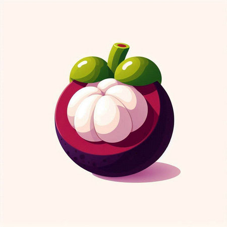 Mangosteen fruit vector illustration. Exotic tropical fruit.のイラスト素材