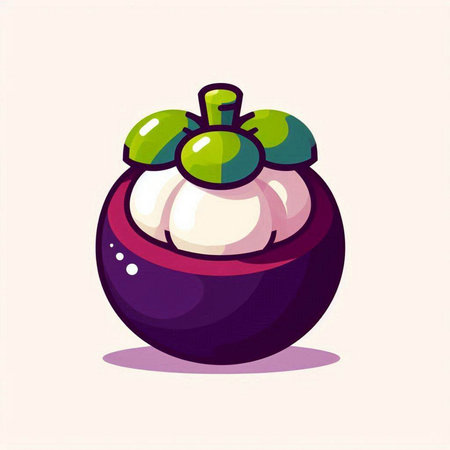 Mangosteen vector illustration. Exotic fruit isolated on white background.のイラスト素材