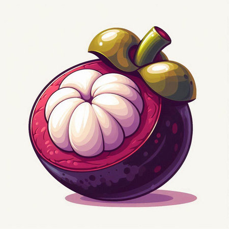 Mangosteen fruit vector illustration. Exotic tropical fruit.のイラスト素材