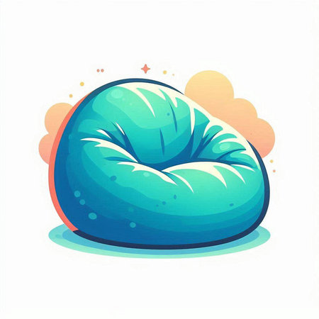 Illustration of a blue bean bag on a white background - vectorのイラスト素材