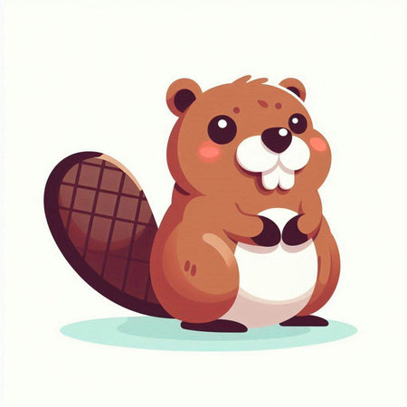 Beaver cartoon character. Vector illustration isolated on a white background.のイラスト素材