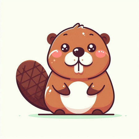Cute beaver vector illustration. Cute cartoon beaver.のイラスト素材