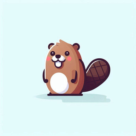 Cute beaver cartoon vector illustration. Cute cartoon beaver character.のイラスト素材