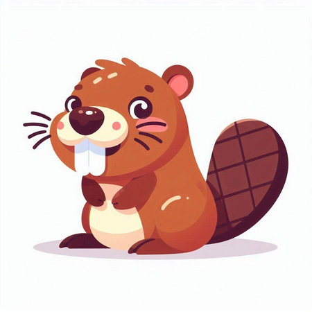Cute beaver vector illustration. Cute cartoon beaver.のイラスト素材