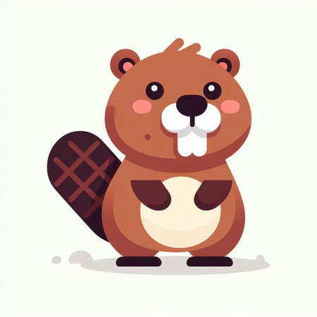 Beaver vector illustration. Cute cartoon beaver character. Vector illustration.のイラスト素材
