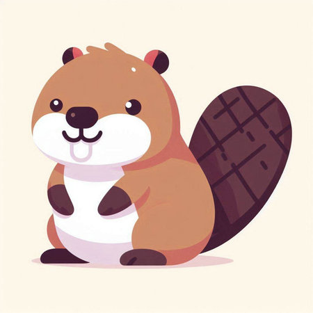 Cute beaver vector illustration. Cute beaver cartoon character.のイラスト素材