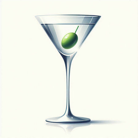 Martini glass with olives on a white background. Vector illustration.のイラスト素材