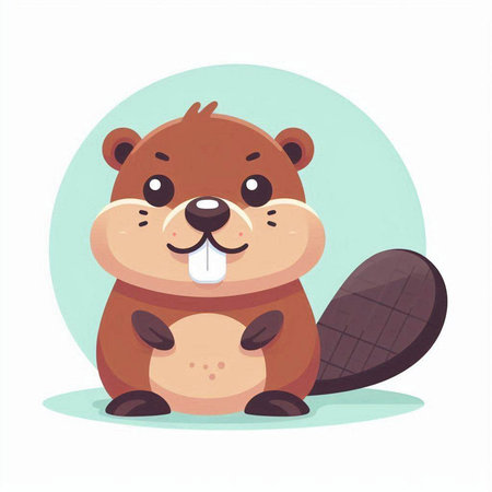 Cute cartoon beaver vector illustration. Cute beaver character.のイラスト素材
