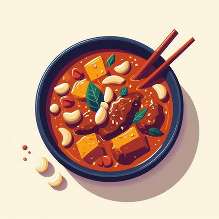 Beef noodle soup in a bowl with chopsticks. Vector illustration.のイラスト素材