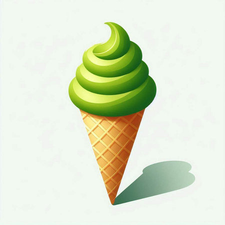 Ice cream in waffle cone on white background. Vector illustration.のイラスト素材