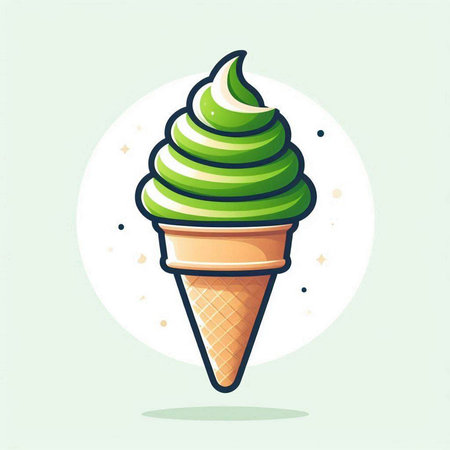 Ice cream in waffle cone, vector illustration. Flat design.のイラスト素材