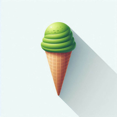 Ice cream in waffle cone with long shadow. Vector illustration.のイラスト素材