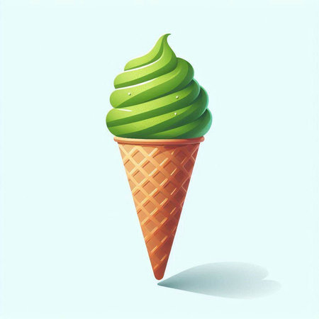 Ice cream in a waffle cone on a blue background. Vector illustrationのイラスト素材