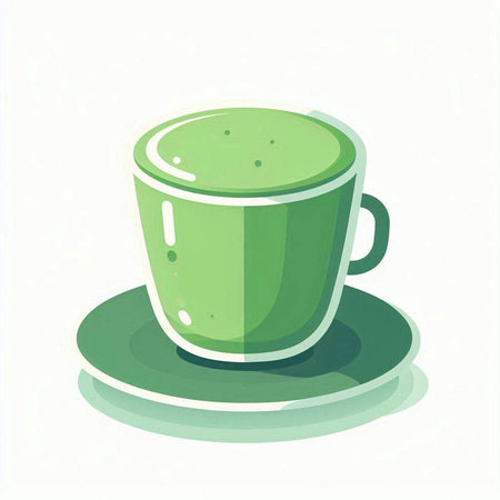 Green tea in a glass on a white background. Vector illustration.のイラスト素材