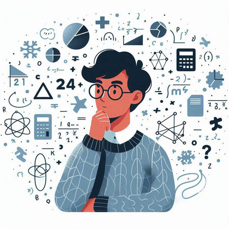 Vector illustration of a young man in glasses and a knitted sweaterのイラスト素材