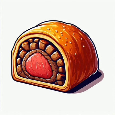 Illustration of a piece of pie with a red heart inside.のイラスト素材
