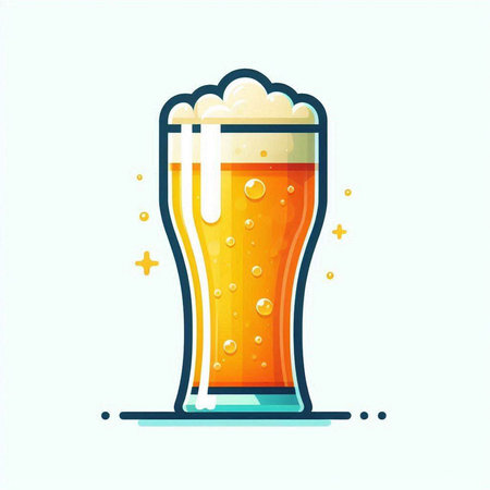 Vector illustration of a glass of beer with foam on a light background.のイラスト素材