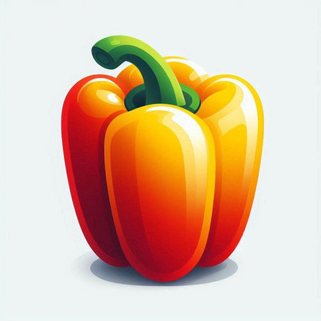 Illustration of a red and yellow bell pepper on a white backgroundのイラスト素材