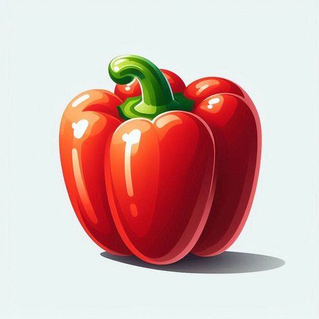 Illustration of a red bell pepper on a white background with shadowのイラスト素材